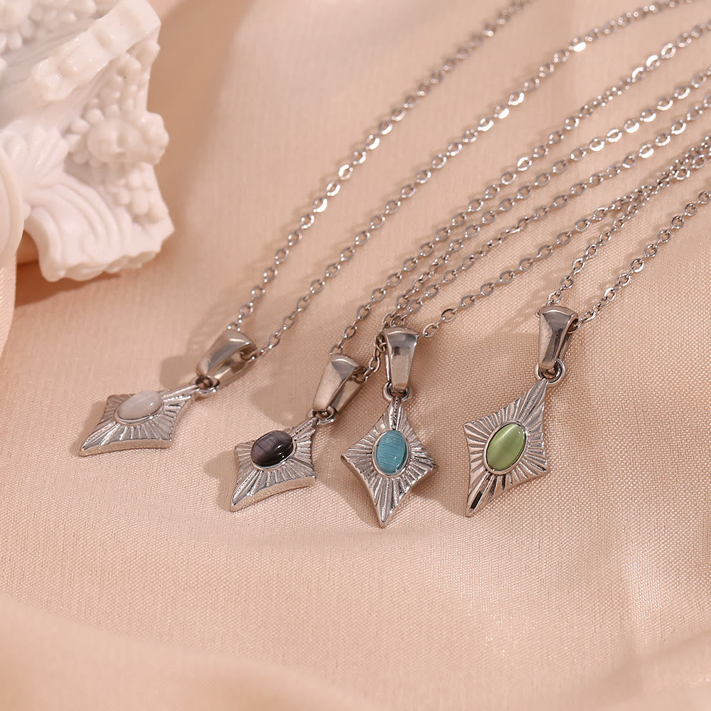 Collier pendentif en acier inoxydable avec œil de chat Olivenorma