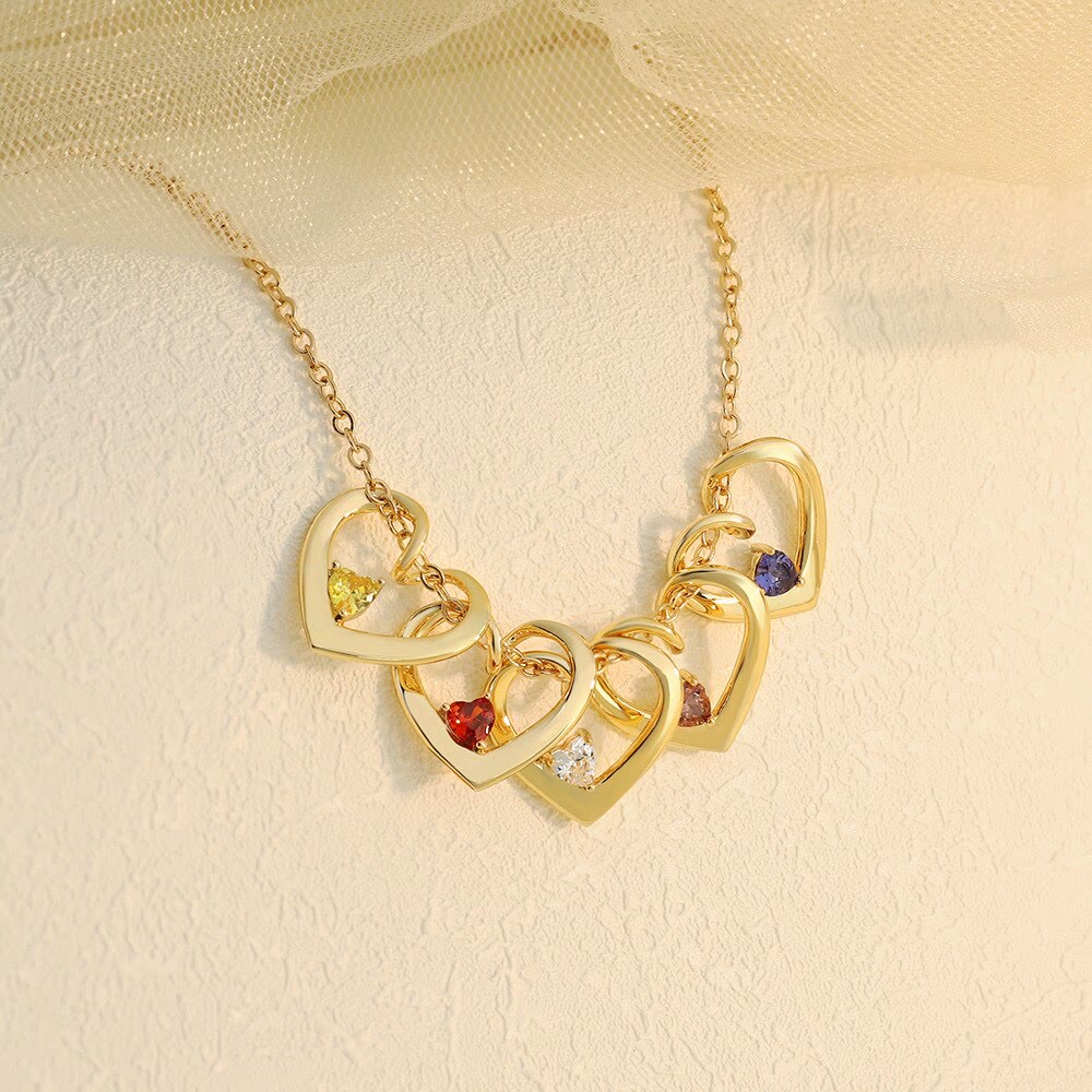 Collier avec pendentif en forme de cœur en cristal et pierre de naissance pour maman Olivenorma