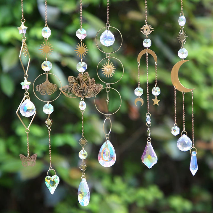 Carillon éolien en quartz Angel Aura Olivenorma, lot de 6 pièces, motif lotus 