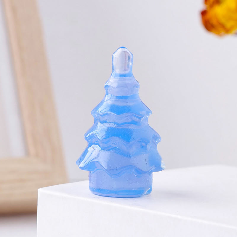 Olivenorma 1 pièce de décoration en pierre précieuse sculptée en pin de Noël en cristal naturel 