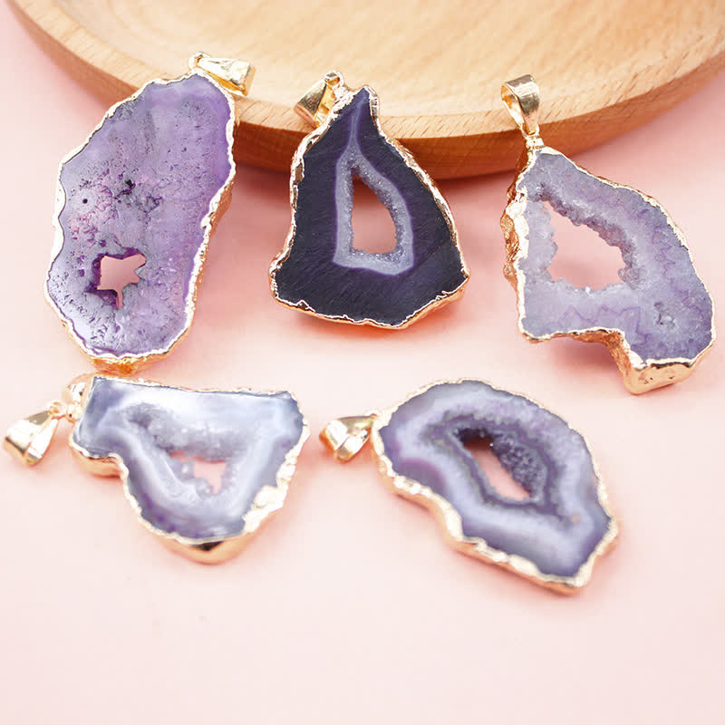 Collier en tranches de cristal brut irrégulier Olivenorma
