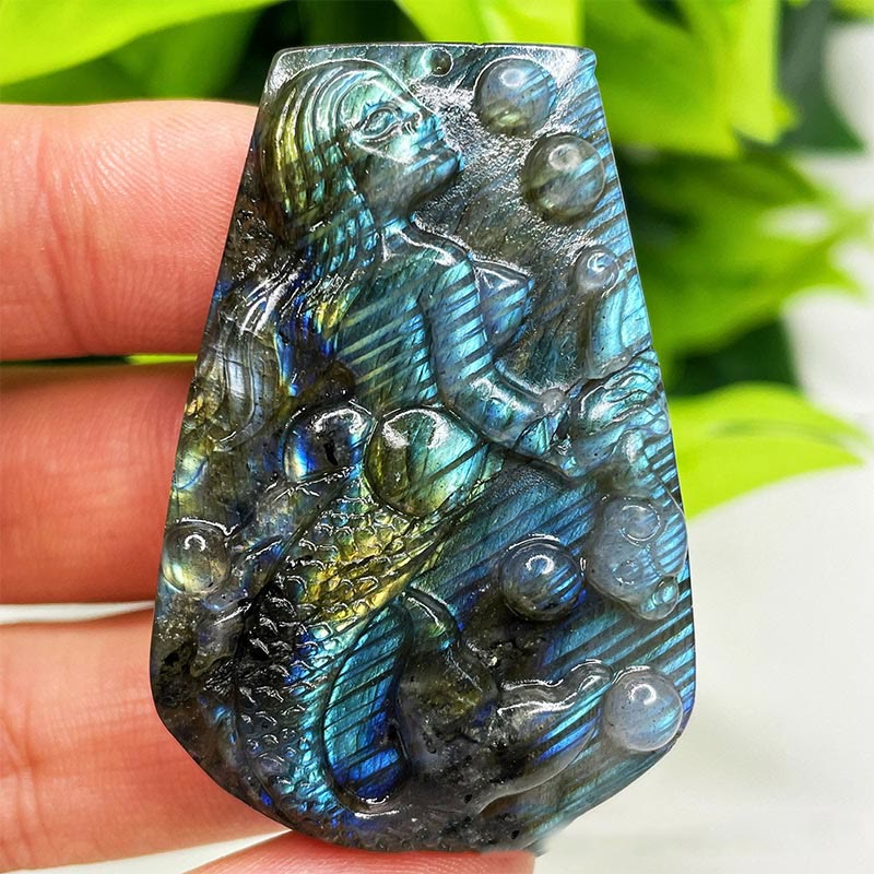 Ornements de visage de lune en labradorite naturelle Olivenorma Décoration en pierres précieuses