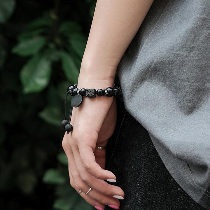 Bracelet Tranquillité en Pierre de Lave Obsidienne