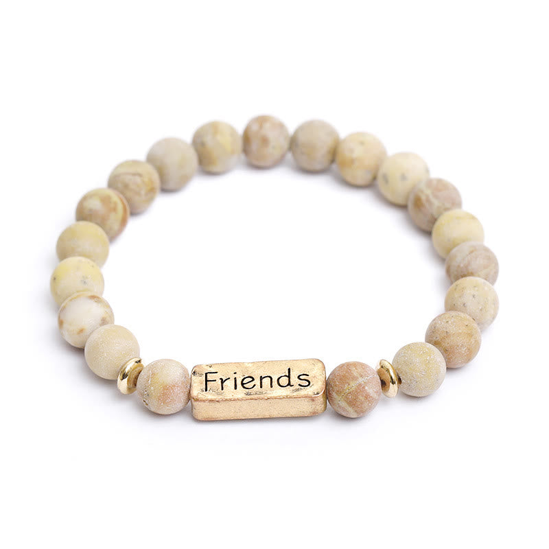 Bracelet gravé Amis en pierres précieuses naturelles Olivenorma