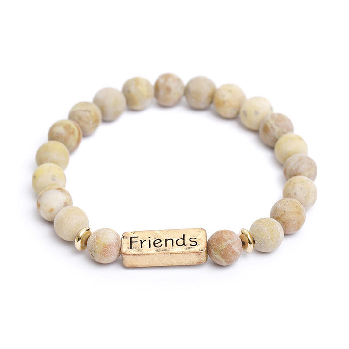 Bracelet gravé Amis en pierres précieuses naturelles Olivenorma
