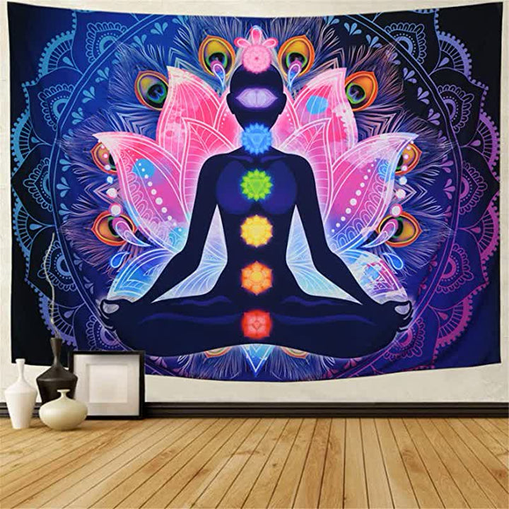 Tapisserie murale Chakra avec lotus