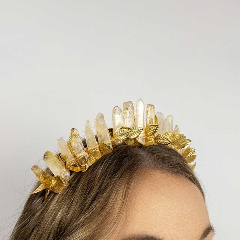 Couronne de cristal pour bandeau de mariée en or et citrine Olivenorma - image 5
