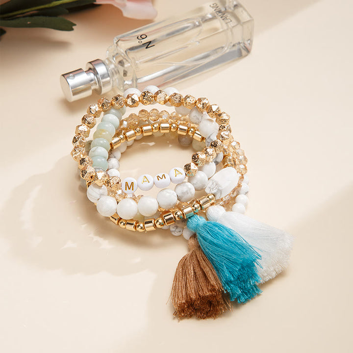 Olivenorma Lot de 6 bracelets en cristal naturel gravés