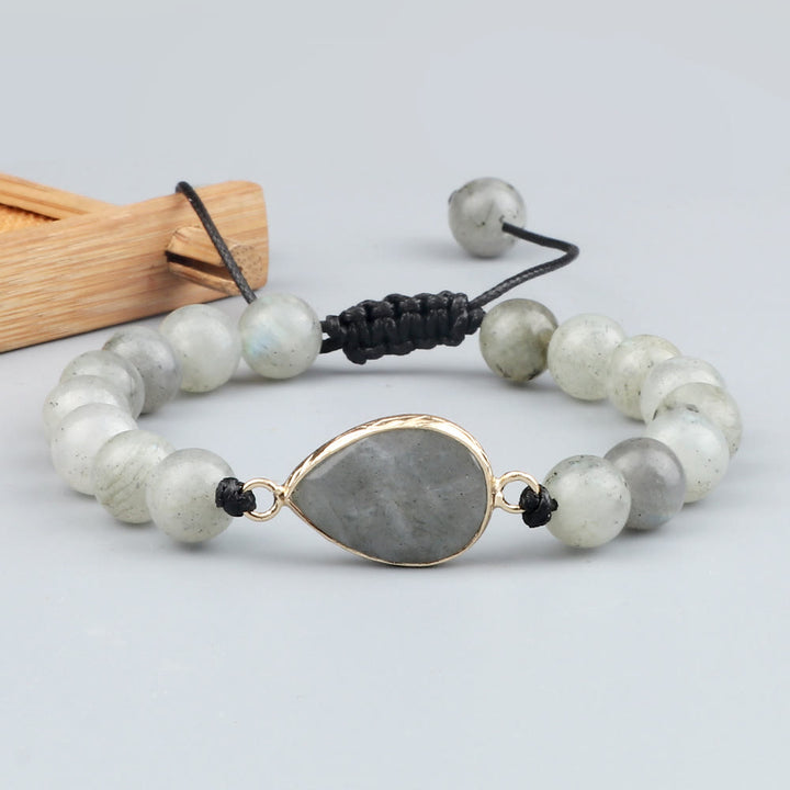Bracelet en perles d'opalite avec pierre œil de chat Olivenorma