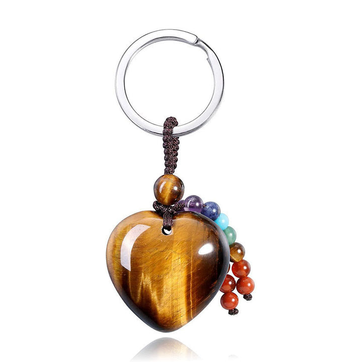 Porte-clés en forme de cœur en cristal naturel Olivenorma