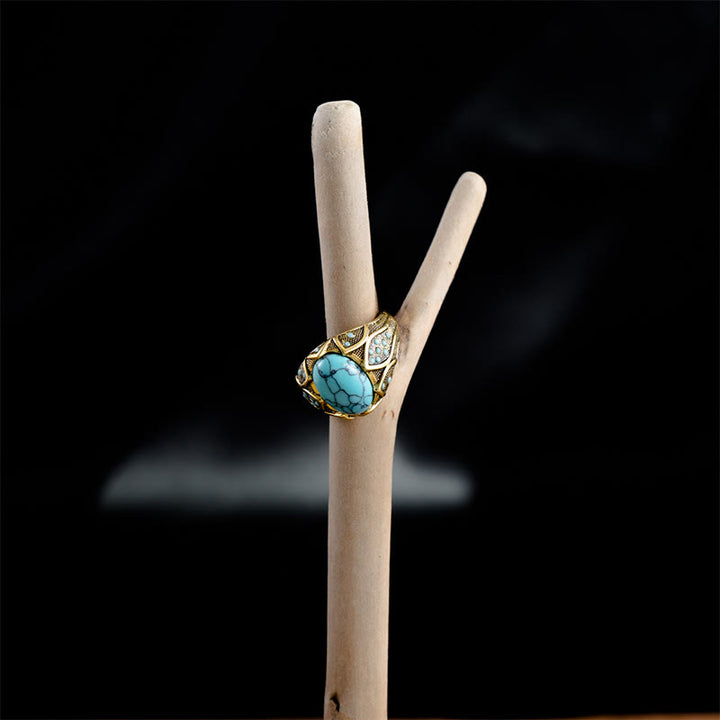Bague de luxe vintage en turquoise légère Olivenorma