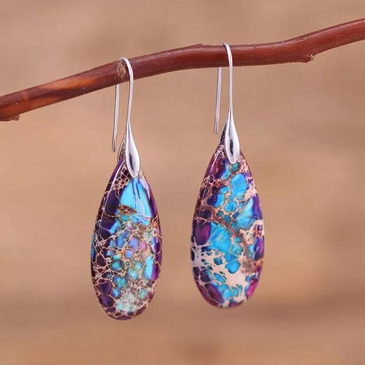 Boucles d'oreilles Olivenorma en forme de goutte avec pierre empereur
