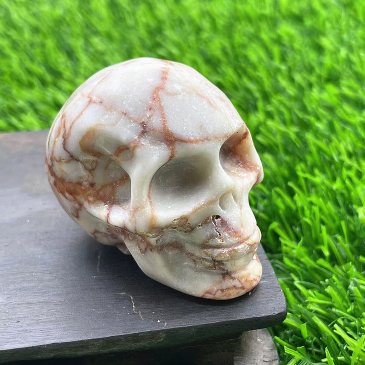 Décoration en pierre précieuse de crâne en cristal naturel sculpté Olivenorma de 5 cm 