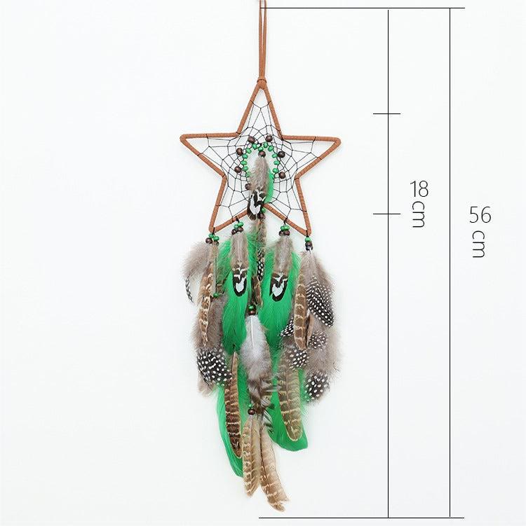 Perles en bois vert naturel Olivenorma Attrape-rêves en plumes de paon 