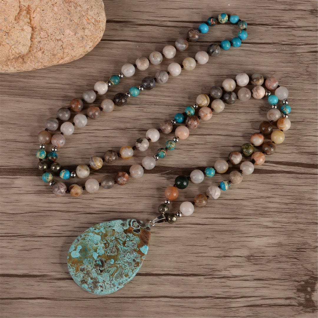 Collier de perles de turquoise africaines naturelles fait main Olivenorma 