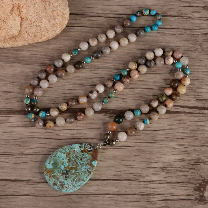 Collier de perles de turquoise africaines naturelles fait main Olivenorma 