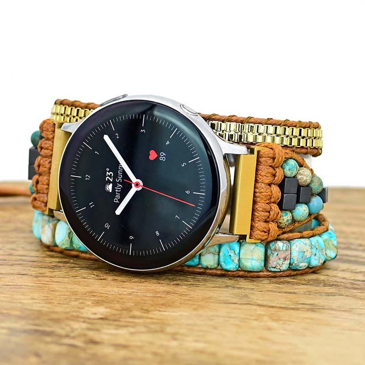 Bracelet Samsung enveloppant en tourmaline noire avec pierre empereur Olivenorma