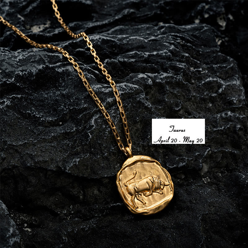 Collier en acier titane galvanisé ou 18 carats Olivenorma Zodiac