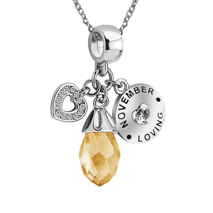 Collier avec pendentif en forme de cœur et pierre de naissance en diamant Olivenorma 