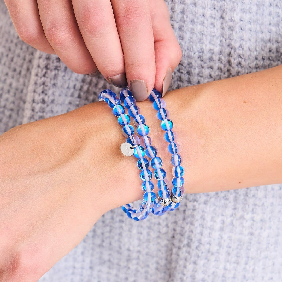 Bracelet en perles de verre cristal bleu Olivenorma 