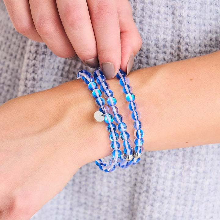Bracelet en perles de verre cristal bleu Olivenorma 