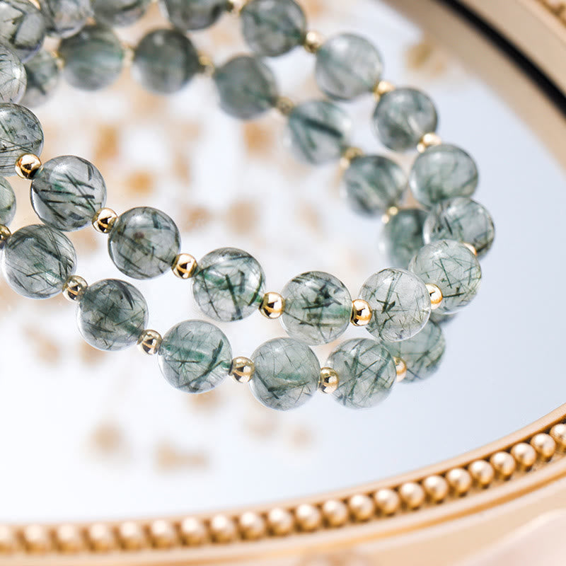 Ensemble de bracelets Arbre de vie en quartz rutile vert fraise Olivenorma