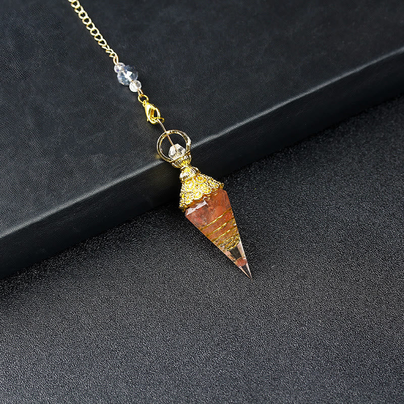 Pendule pyramidale hexagonale en cristal résineline naturelle Olivenorma