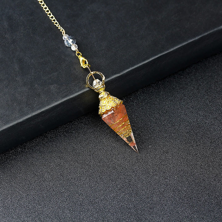 Pendule pyramidale hexagonale en cristal résineline naturelle Olivenorma