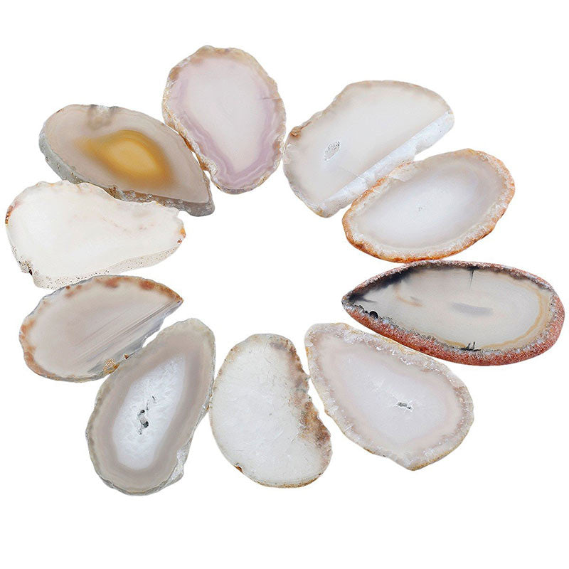 Décoration en pierres précieuses d'agate naturelle tranchée Olivenorma - Agate blanche - image 8