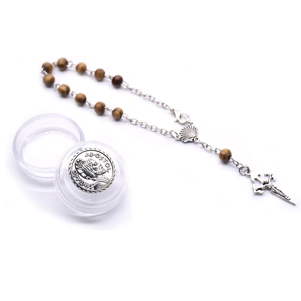 Bracelet chapelet en perles de bois Olivenorma de 6 mm avec croix 