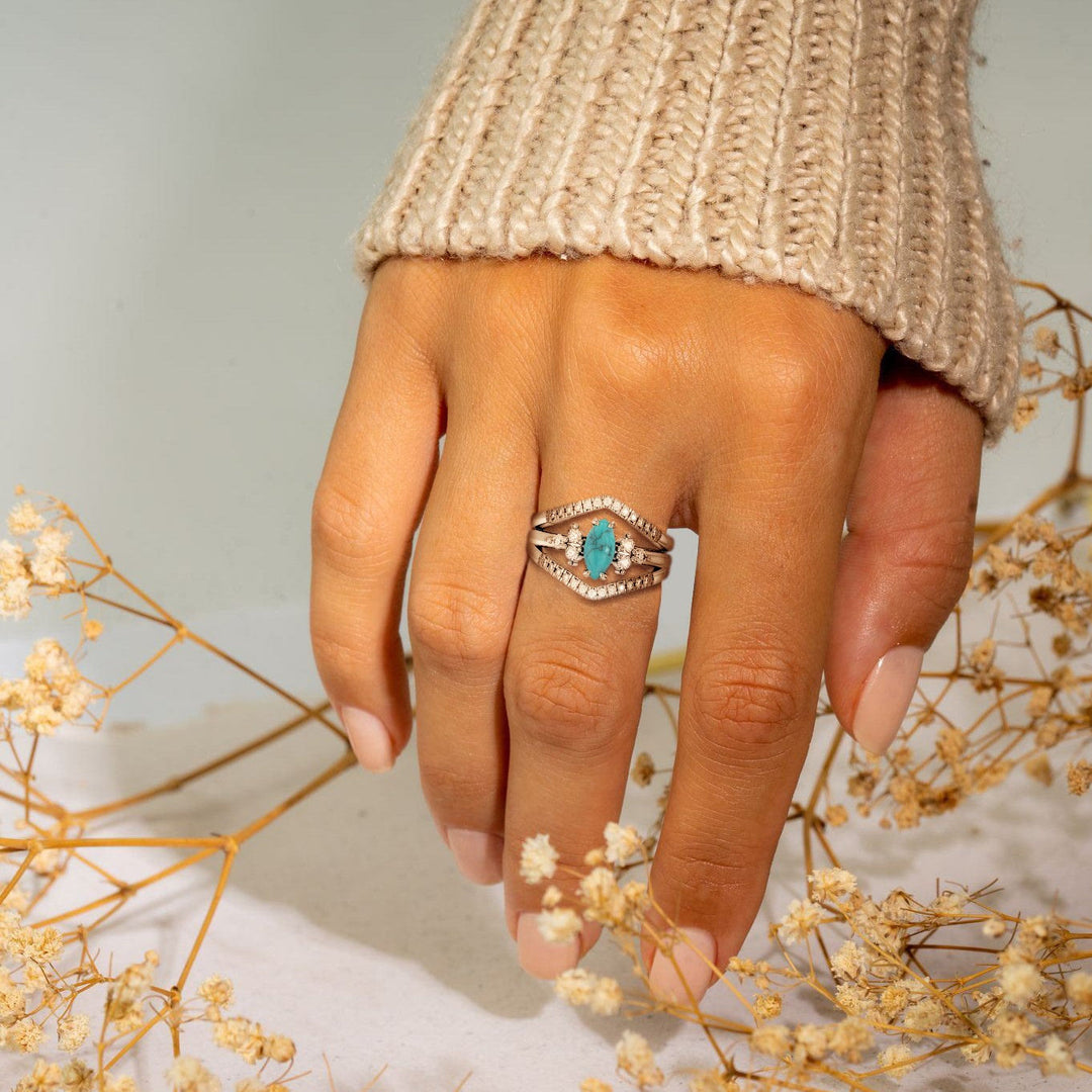 Bague deux pièces turquoise vintage Olivenorma - image 2