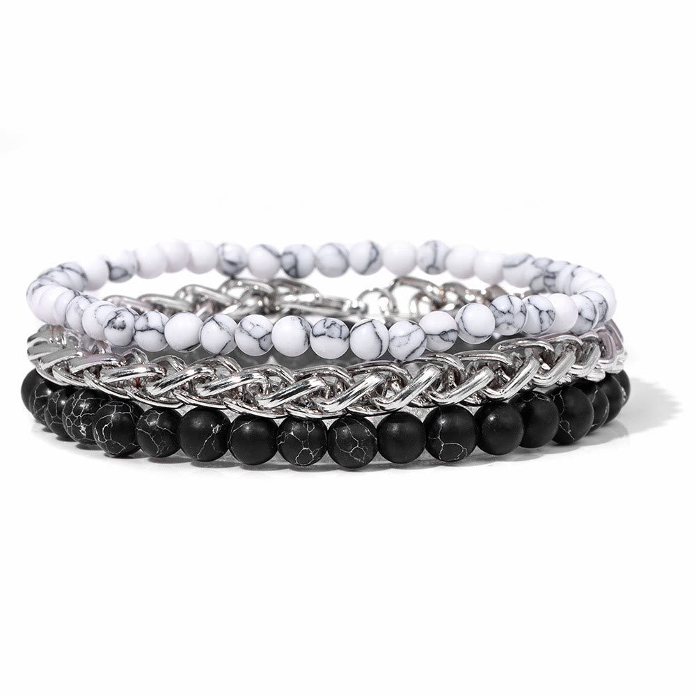 Ensemble de bracelets rétro en pierre rose Olivenorma « Paix et calme »