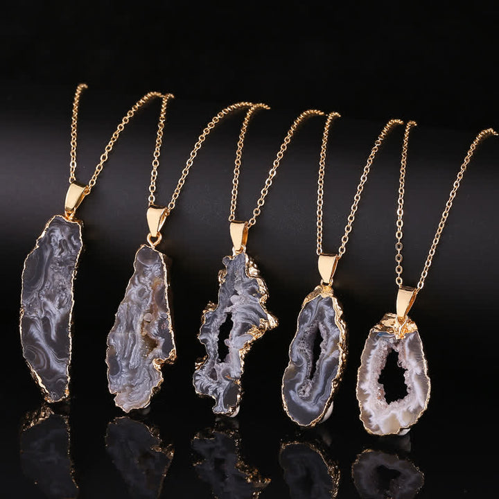 Collier en géode d'agate naturelle Olivenorma