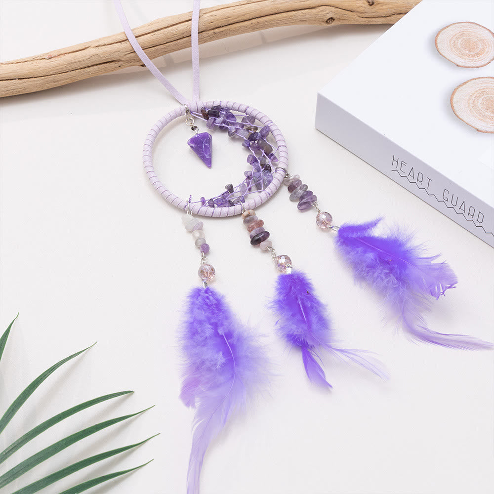 Pendentif Améthyste Olivenorma Petit Attrape-rêves en forme de croissant de lune 