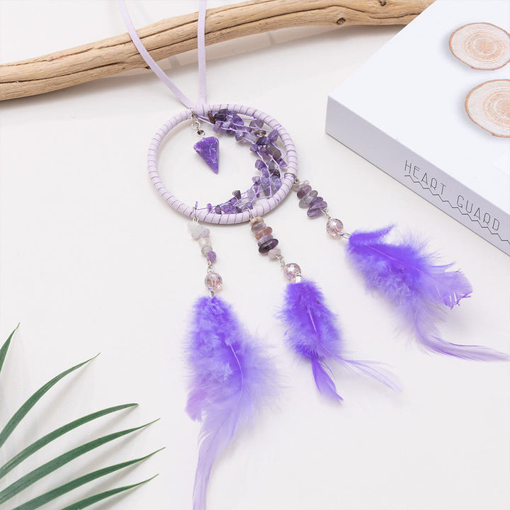 Pendentif Améthyste Olivenorma Petit Attrape-rêves en forme de croissant de lune 