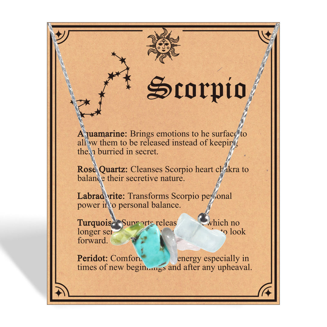 Collier ras du cou signe du zodiaque en pierre naturelle Olivenorma