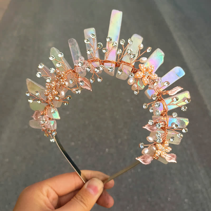 Cristal naturel de luxe Olivenorma avec couronne en cristal de perle