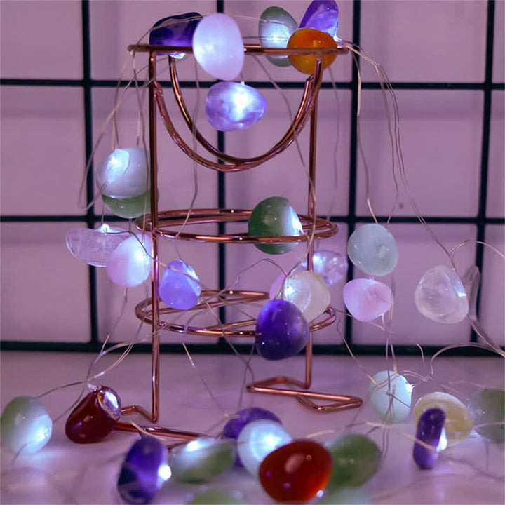 Lampe en pierres polies en cristal naturel Olivenorma Décoration d'ambiance de Noël