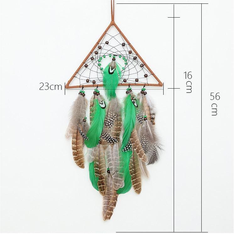Perles en bois vert naturel Olivenorma Attrape-rêves en plumes de paon 