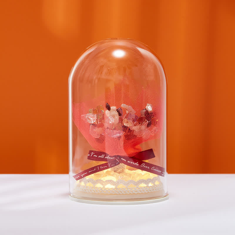 Décoration d'arbre Feng Shui avec couvercle en verre cristal naturel Olivenorma 