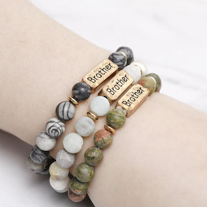 Bracelet gravé avec pierres précieuses naturelles Olivenorma Brother