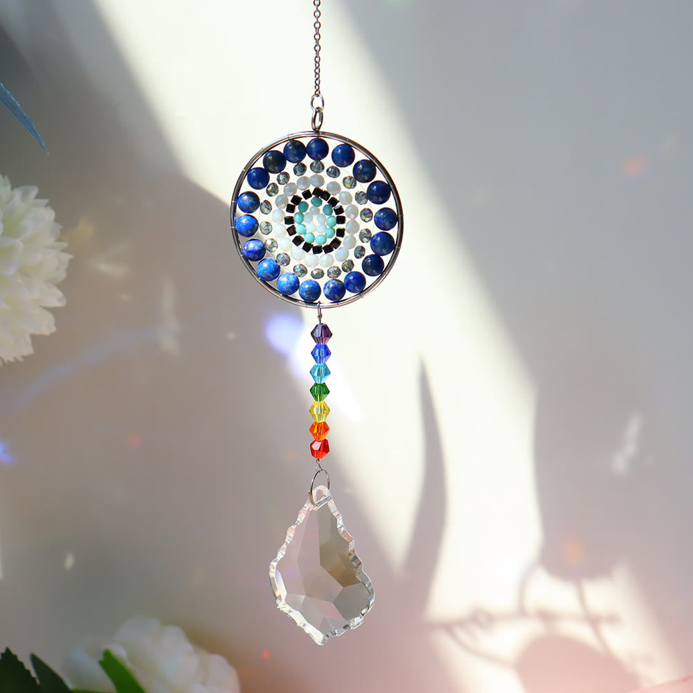 Carillon éolien chakra fait main avec attrape-soleil en cristal Olivenorma
