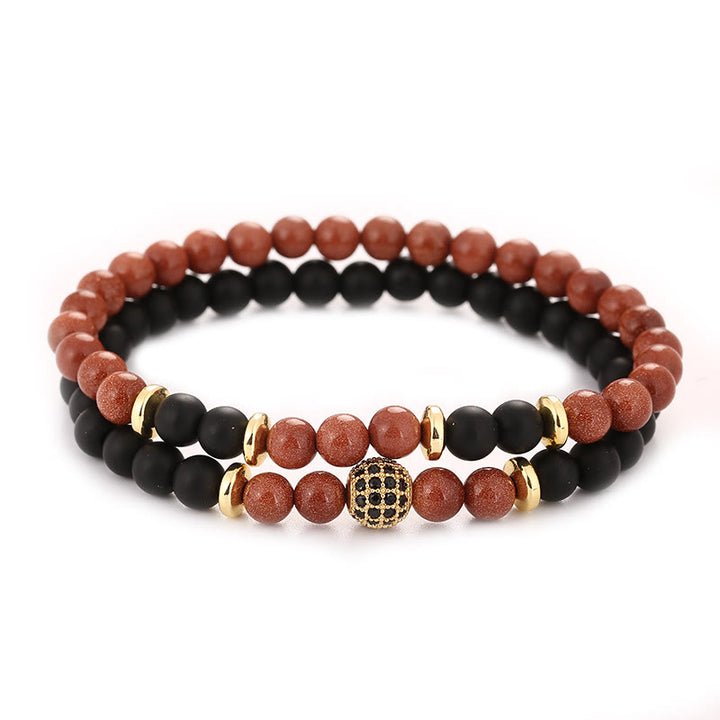 Bracelet homme Olivenorma en perles de cristal naturel à deux couches