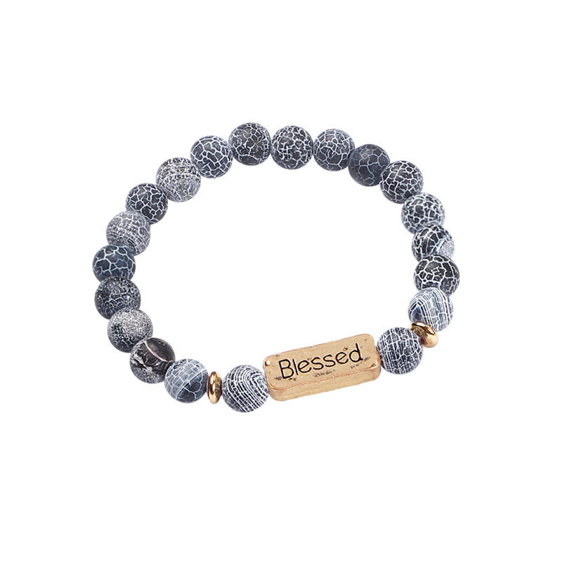 Bracelet gravé béni en pierres précieuses naturelles Olivenorma