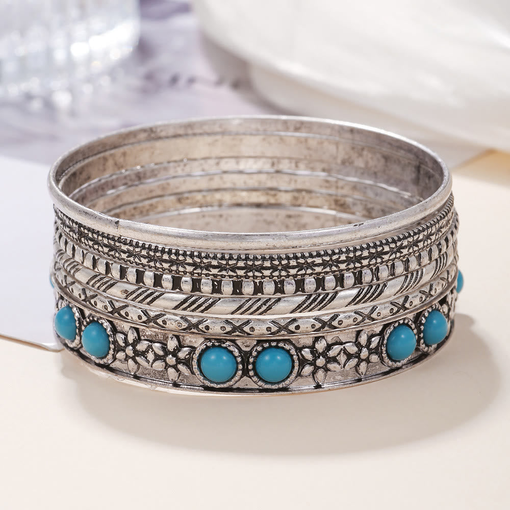 Bracelet en métal turquoise exagéré ethnique bohème Olivenorma