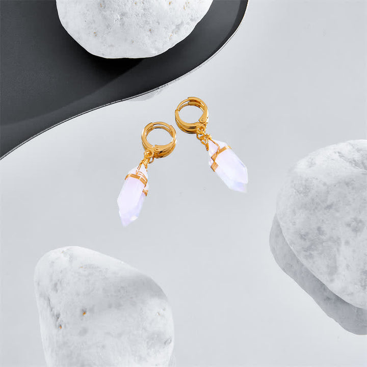 Boucles d'oreilles de guérison en opale rose naturelle