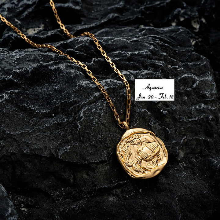 Collier en acier titane galvanisé ou 18 carats Olivenorma Zodiac