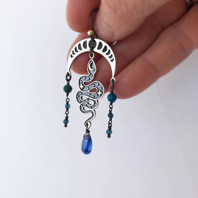 Boucles d'oreilles Olivenorma Moon Star Snake Boucles d'oreilles pendantes en saphir