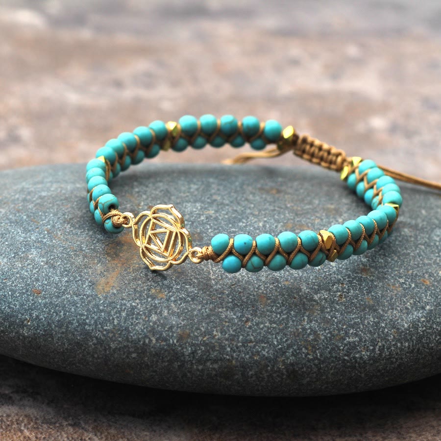 Bracelet enroulé double tressé en turquoise et blanc Olivenorma