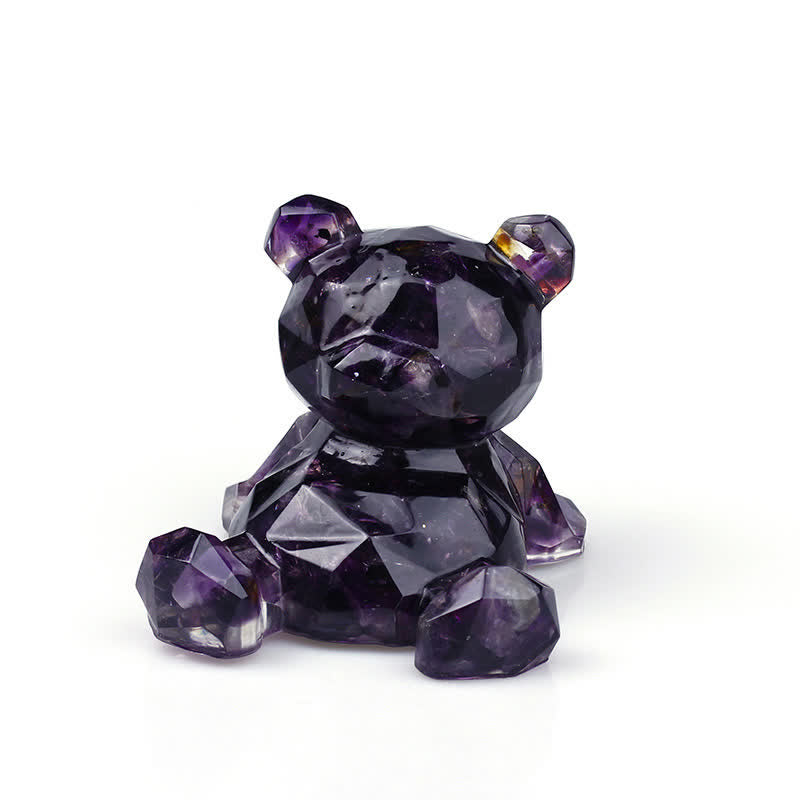 Décoration en pierre précieuse en forme d'ours avec miroir en cristal Olivenorma